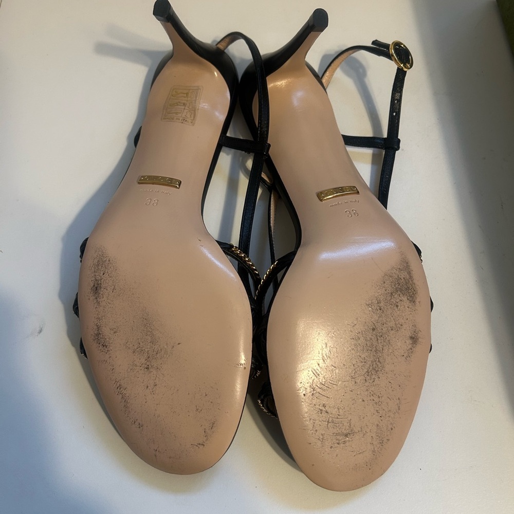 Gucci Black and Gold Chain Heels - Picture 7 of 10